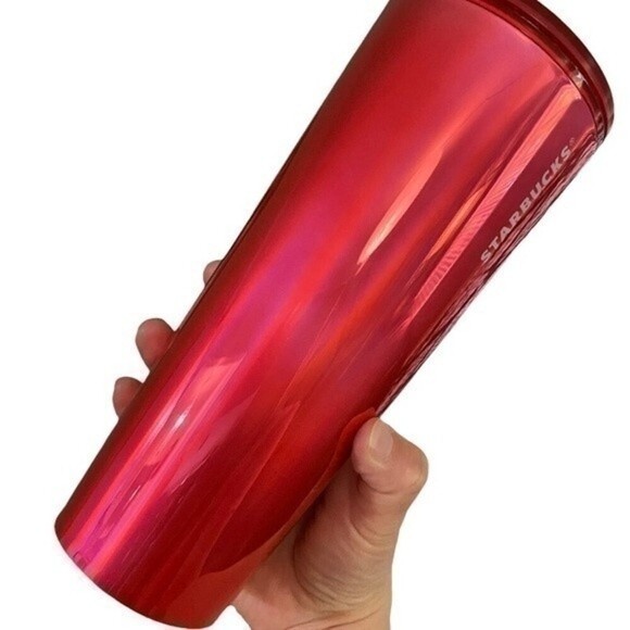 Starbucks Summer 2022 Watermelon Red Pink metallic mirrored venti tumbler cup - Picture 4 of 4